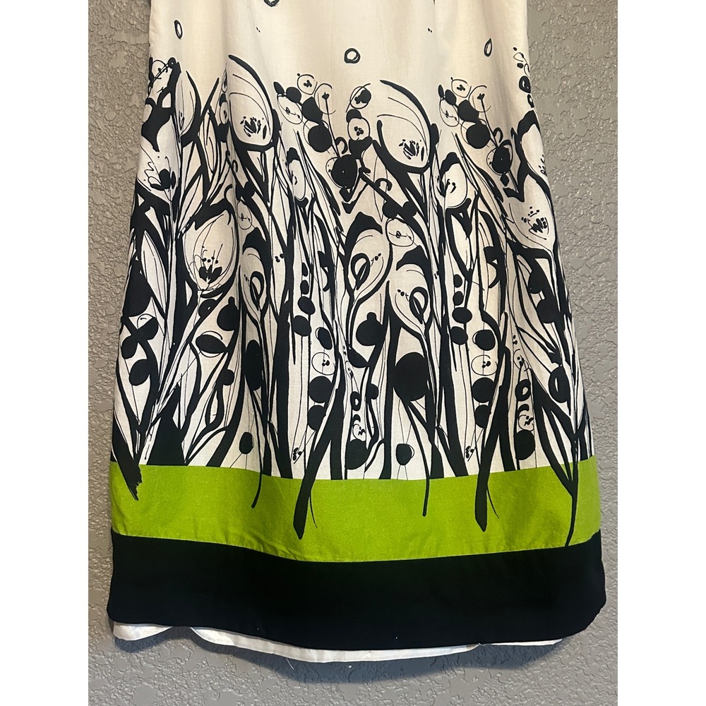RB Collection New York Floral Circle Cotton Shift Dress White Black Green 6 - Picture 6 of 14